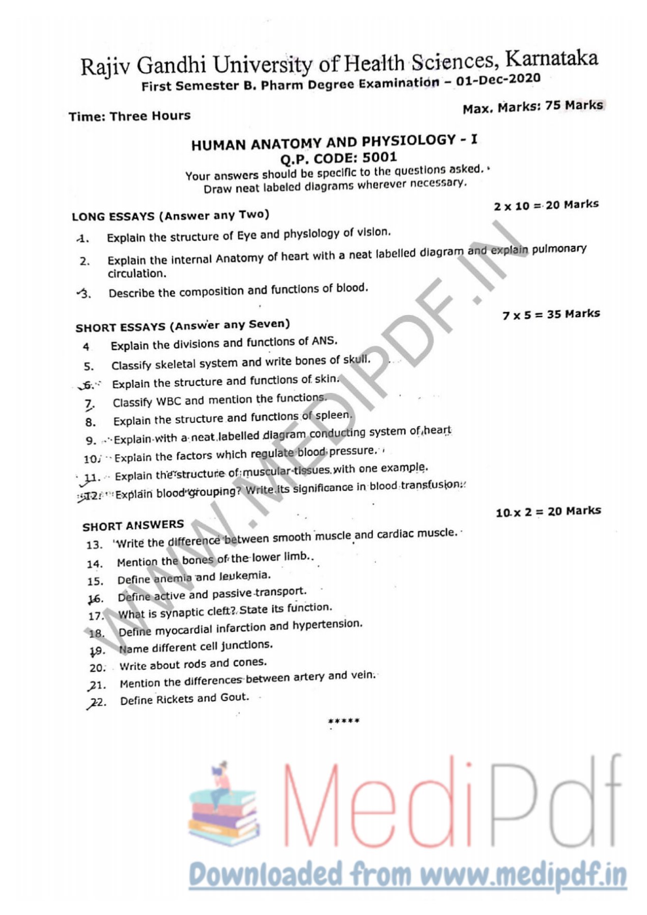 Download Human Anatomy And Physiology 1 Previous Question Papers - MediPdf