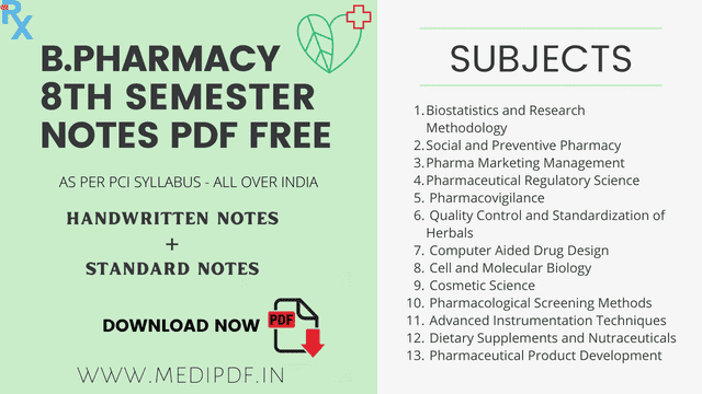 B Pharmacy 8th Semester Notes PDF Free - MediPdf